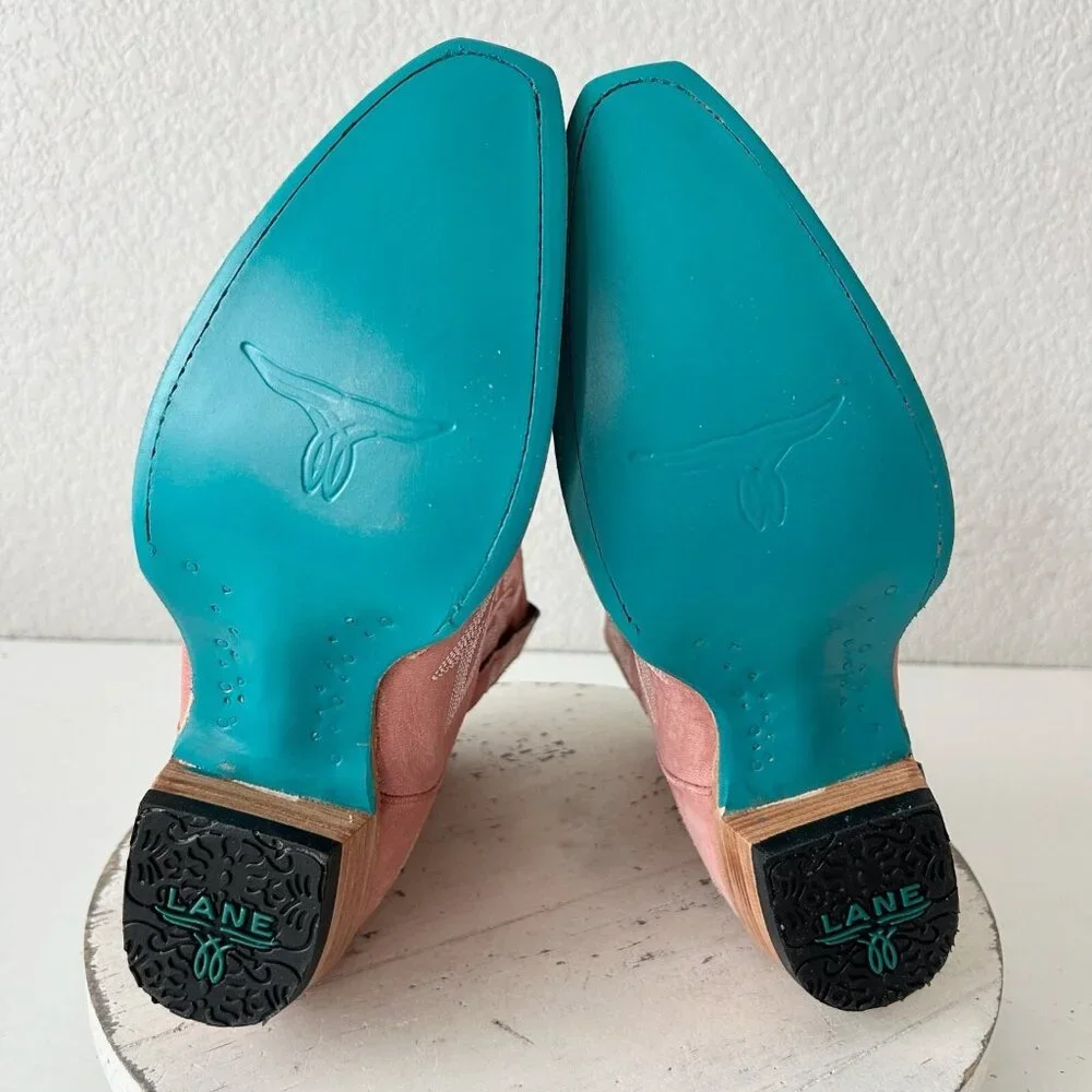 Pink Ankle Boots with Embroidered Design - Picture 9 of 16